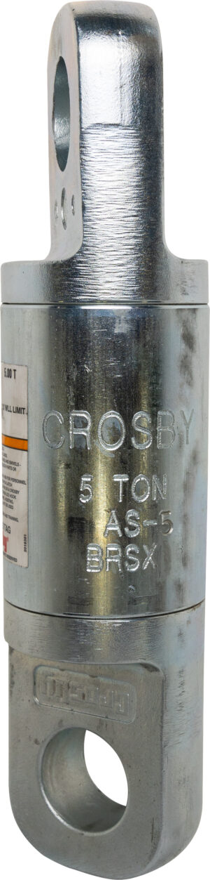 Heavy-duty Crosby lifting component, 5 ton AS-5 BRSX swivel, metallic finish, industrial equipment.