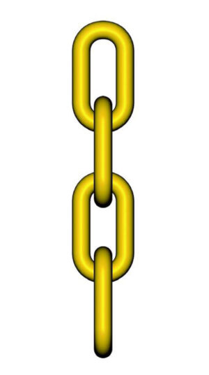 Yellow chain link illustration on white background, symbolizing connection and unity.