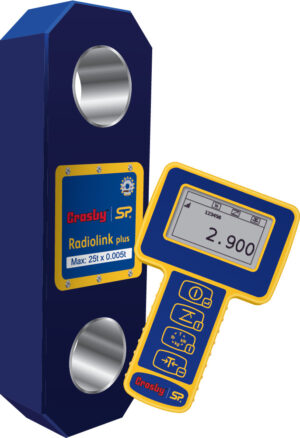 Digital weight sensor and handheld display, showing reading of 2.900, for load monitoring up to 25t.