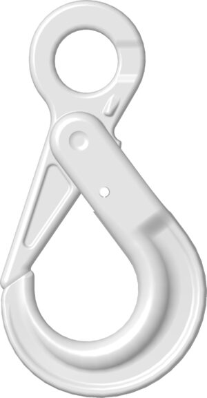 Metal carabiner clip for secure fastening, isolated on a white background.