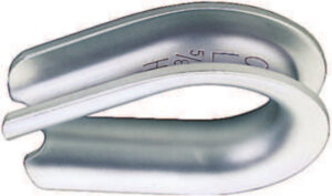 Steel wire rope thimble for marine rigging and lifting applications, providing strength and durability.