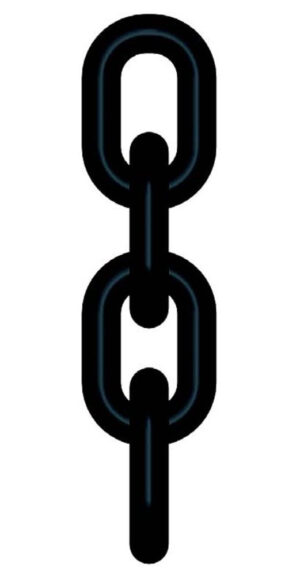 Three black chain links connected vertically on a white background.