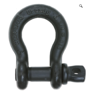 Black finished shackle used in transportation and cargo