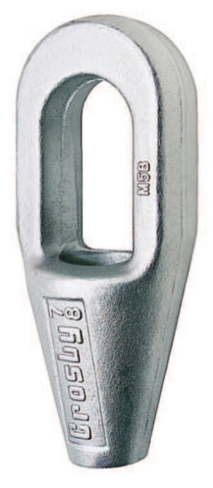 Heavy-duty Crosby lifting accessory, steel open wedge socket for stability and durability in rigging applications.