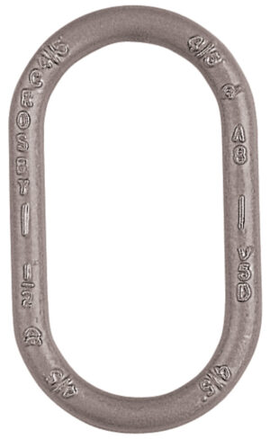 Heavy-duty steel master link for lifting and rigging applications, showcasing strength and durability.