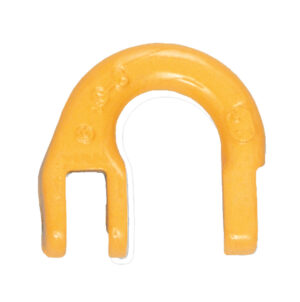 Yellow plastic hanger hook on white background, designed for secure storage and organization.