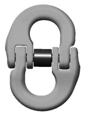 Heavy-duty metal chain connector link for robust industrial applications and secure load handling.