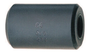 Rubber anti-vibration mount with CG 5/8 07C markings, cylindrical shape, black color, for reducing machinery noise.