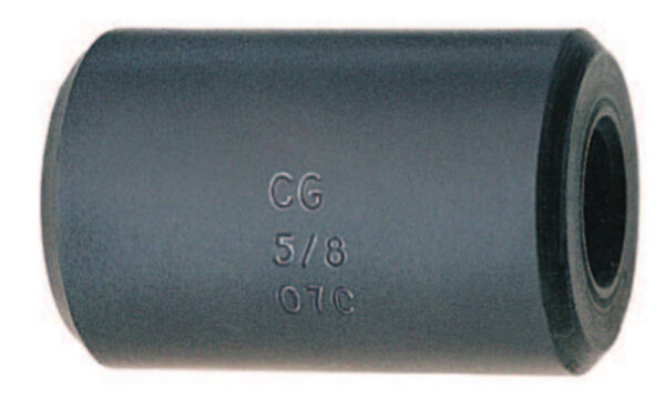 Rubber anti-vibration mount with CG 5/8 07C markings, cylindrical shape, black color, for reducing machinery noise.