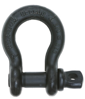 Heavy-duty Crosby shackle for lifting and rigging applications, featuring durable metal construction.
