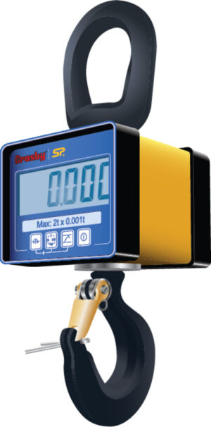 Digital load cell with hook and display screen, max capacity 2 tons, by Crosby SP.