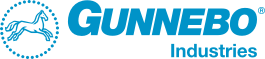 Gunnebo Industries logo with blue text and horse emblem, symbolizing safety and security solutions.